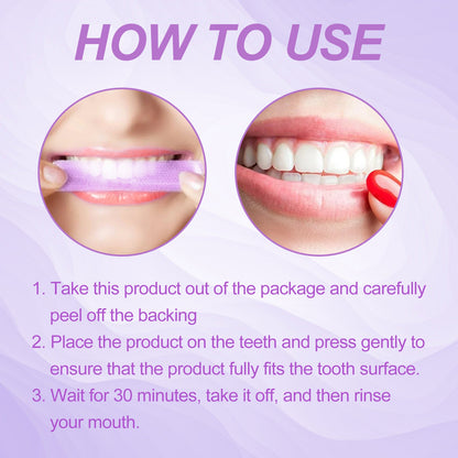 Purple Bright White Dental Stickers, Yellow Stain Removal Deep Cleaning Care For Oral Health Care Dental Stickers