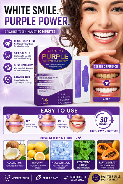 Purple Bright White Dental Stickers, Yellow Stain Removal Deep Cleaning Care For Oral Health Care Dental Stickers